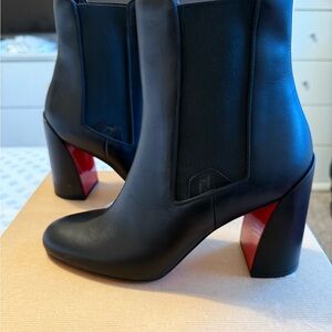 Christian Louboutin Black and Red Heeled Boots